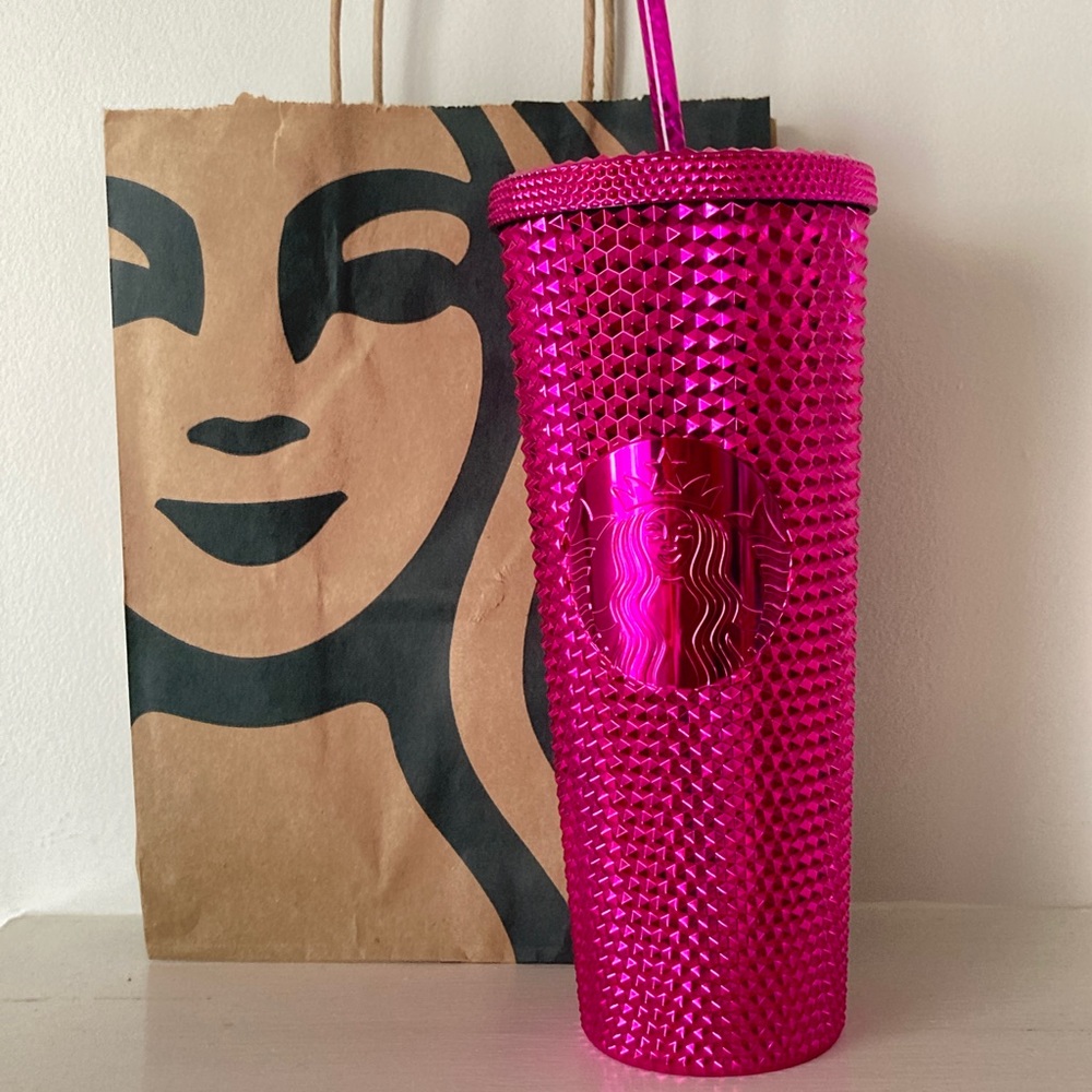 NWT Starbucks Christmas 2022 Sangria Pink Bling 24 OZ Venti Tumbler